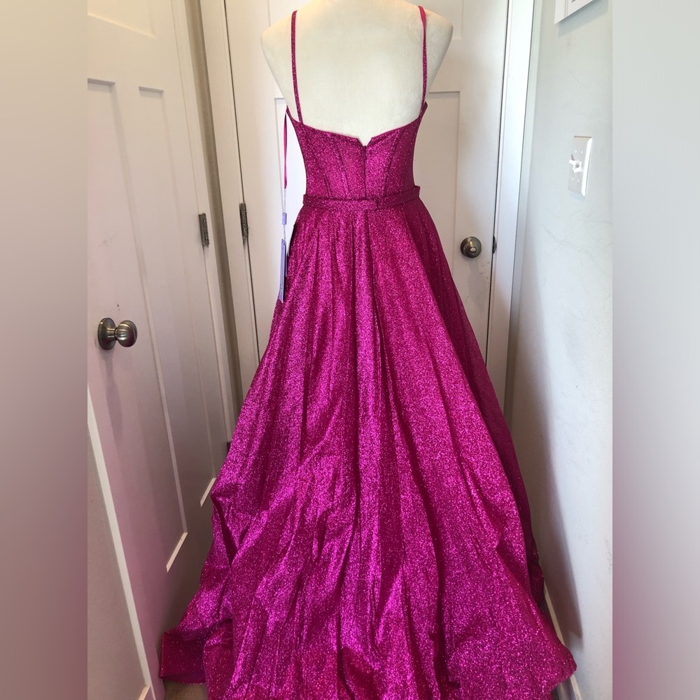 Glitter A-Line Sweetheart Open Back Long Prom Dress - Picture 5 of 6